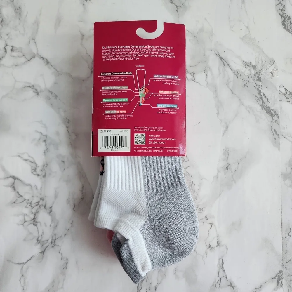 Dr. Motion Ankle Socks 6 Pairs Compression Socks Size Socks 9–11 Shoe 4-10